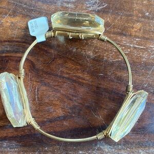 Brass Wire Bracelet with pale yellow crystal accents